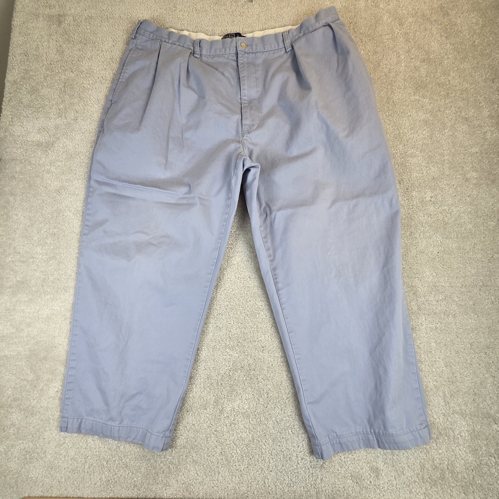 VTG Polo Ralph Lauren Andrew Pants Men's 42x30 (38x25) Blue Chino‎ Pleated Short